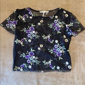 Urban Outfitters Floral Mesh Crop Top